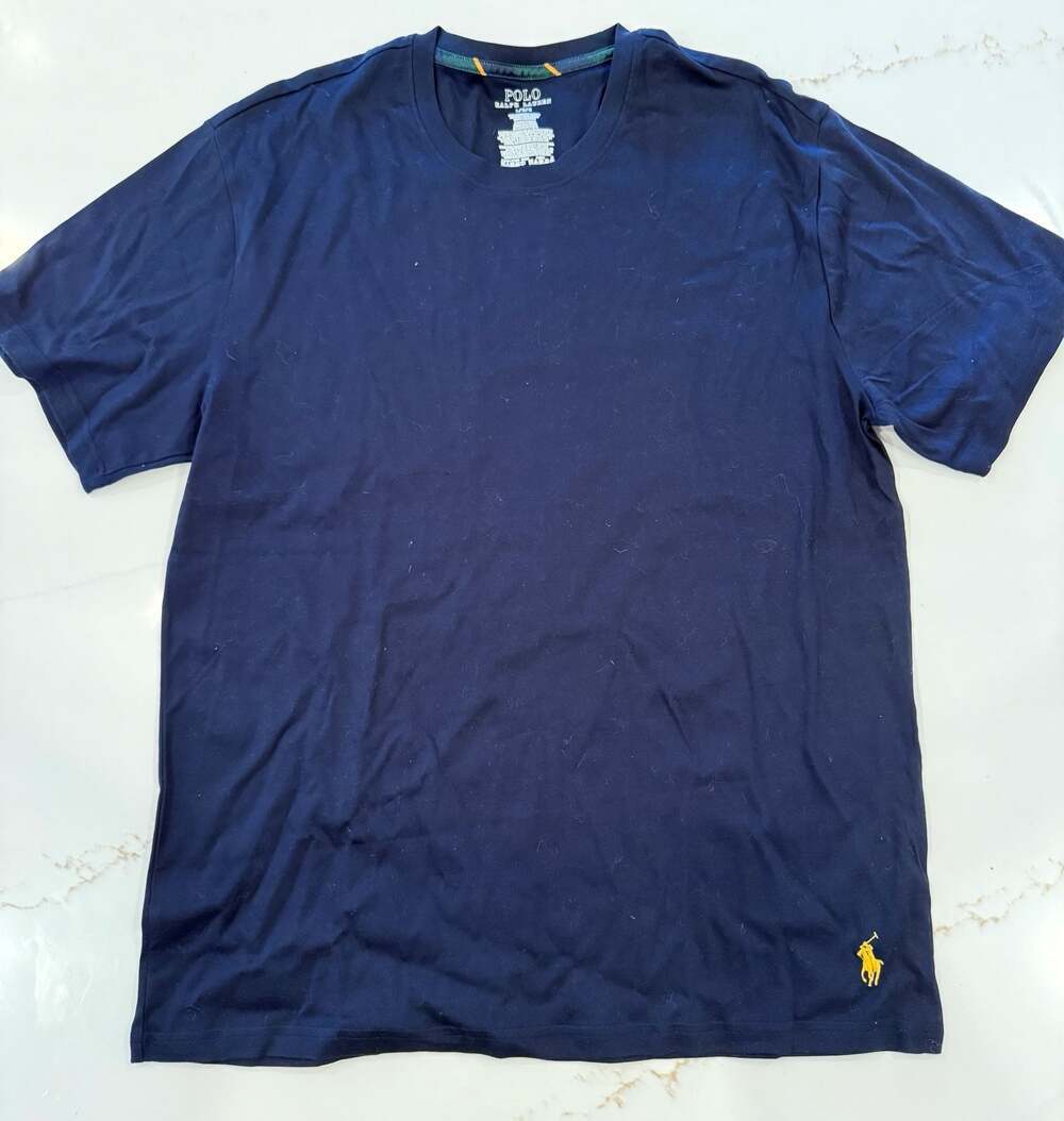 Polo Ralph Lauren Classic Fit Navy Blue Crewneck T-Shirt with Yellow Pony Logo